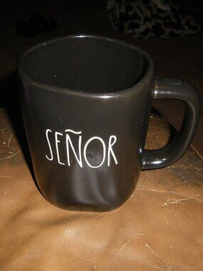 Rae Dunn Large Ceramic Coffee Tea Mug “SENOR” Matte Black